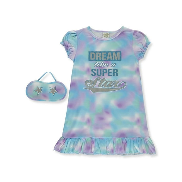 Sweet N Sassy Girls' Super Star Nightgown With Sleep Mask Set (Big