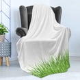 thumbnail image 4 of Green Soft Flannel Fleece Throw Blanket, Fresh Grass Lawn Horizontal Pattern Nature Outdoors Meadow Gardening Theme, Cozy Plush for Indoor and Outdoor Use, 60" x 80", Lime Green White, by Ambesonne, 4 of 5