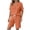 Orange, variant on 2 Piece Sets for Women Short Sleeve Notch Neck Button Tops Drawstring Elastic Waist Bermuda Shorts Casual Loose Summer Vacation Outfits