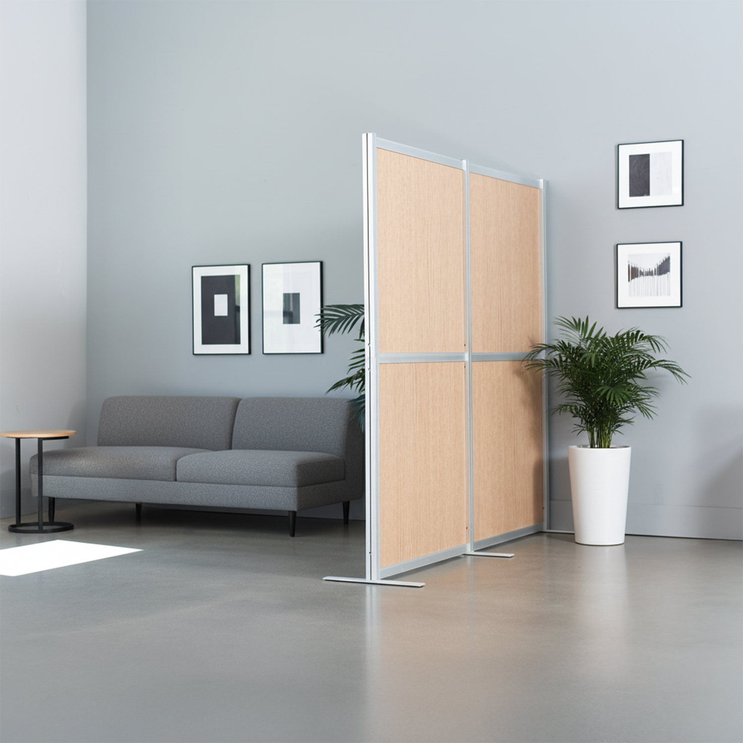 VIVO Modular Wall System, 2 Wood Grain PET Panels, Office Cubicle Dividers