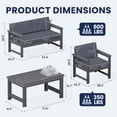 thumbnail image 2 of KINGYES 6 Pieces Outdoor Furniture Set, HDPE All Weather Use Conversation Couch Sets,2 Armchairs & 2 Loveseat & 2 Coffee Table for Patio Backyard, Gray Frame with Gray Cushions, 2 of 9