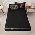 thumbnail image 4 of Erosebridal Vibrant Hockey Team Pattern Zipper Queen Comforter Set with Fitted Sheet and 2 Pillowcases,Paint Splash Print Zipper Bedding Set,Green Golden Pink,Black Reversible, 4 of 6