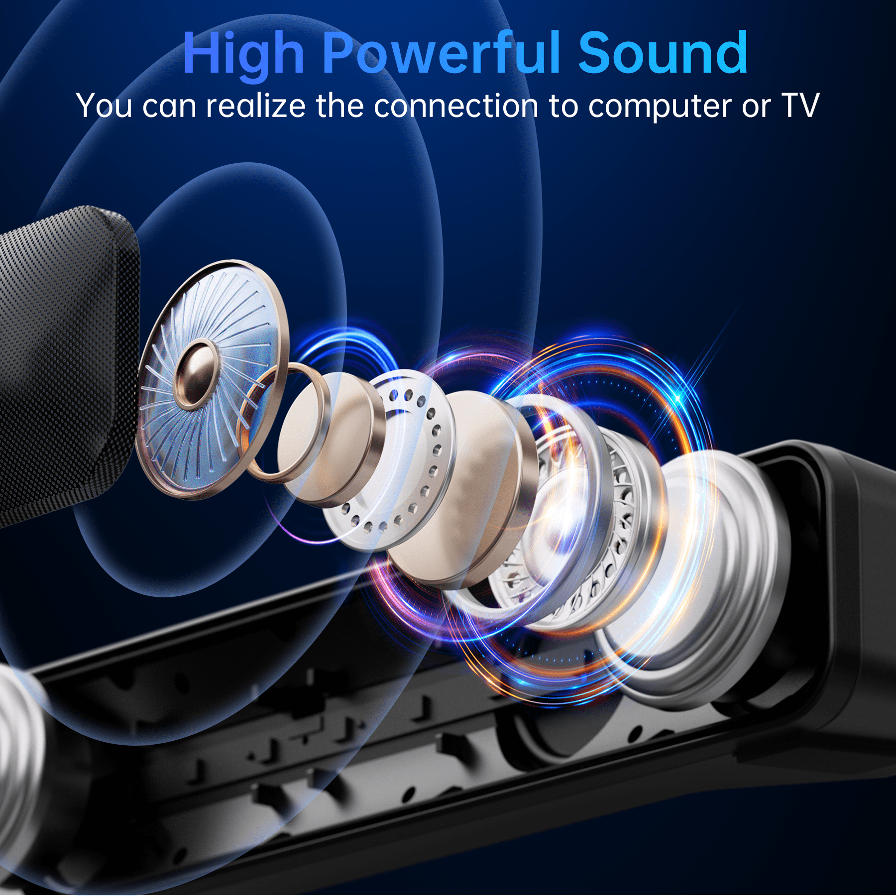 Sound bar for TV 20 inch TV Soundbar 80W Home Theater Soundbar Speaker, 3D  Surround Sound & 3 EQ Modes, with Bluetooth, HDMI, RCA, AUX, USB, Opt