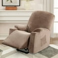 thumbnail image 2 of Rich Velvet Recliner Slipcover - 1 Piece Stretch Cover for Power Lift Chairs with Side Pocket, Soft Thick Furniture Protector Fits Standard/Large Electric Recliners (Taupe), 2 of 11