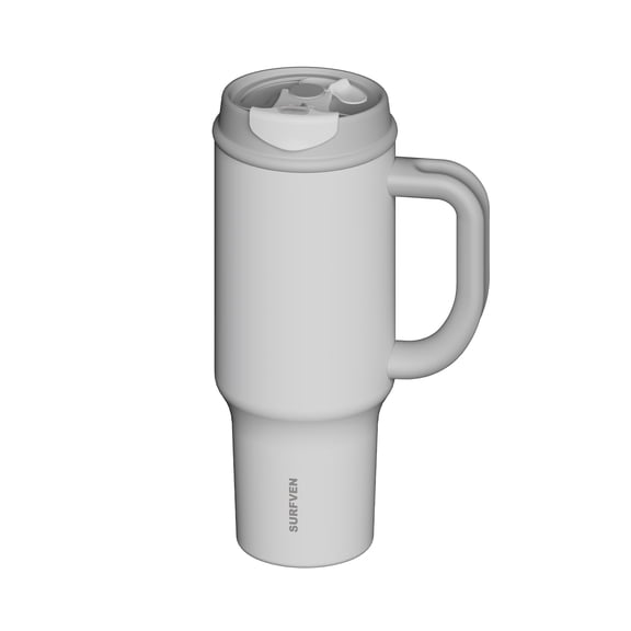 SURFVEN 40oz Double Wall Stainless Steel Insulated Tumbler with Handle and 2-in-1 Lid, White