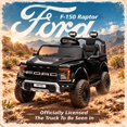 thumbnail image 3 of Conchico Ford F150 Raptor 24V 2 Seater Powered Ride on Toy Truck with Remote Control, Electric Ride on Car for Kids w/ Rear Wheel Suspension, Bluetooth, Black, 3 of 9