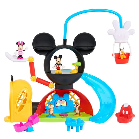 Disney Junior Mickey Mouse Clubhouse Adventures Playset with Lights and Sounds, Includes Mickey, Minnie, Pluto, Chip and Dale Figures, Play Table, Chair, Telescope, Ages 3+