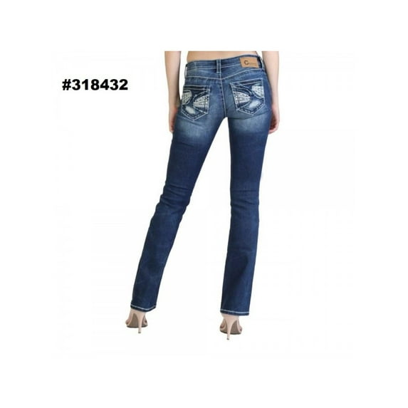 Charme by Grace in LA Rhinestone Embellished Bootcut Stretch Jeans 25-34 - Shade 318432 - Waist 34