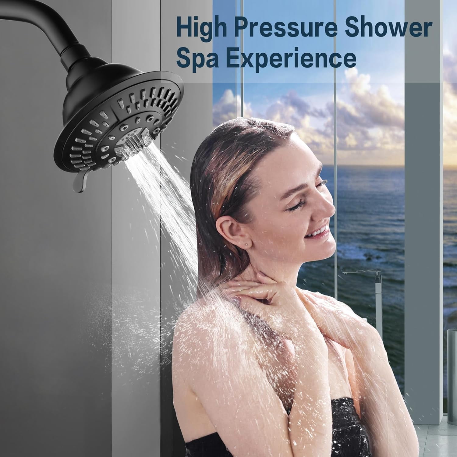 BRIGHT SHOWERS Shower Head High Pressure Rain Showerhead 5 Spray Setting Fixed Shower head Angle Adjustable Bathroom Showerhead, Oil Rubbed Bronze