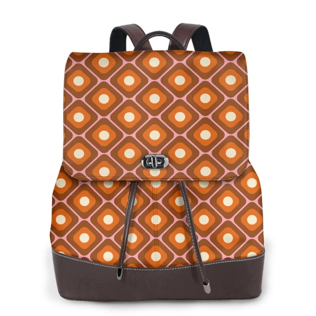 Balery 60s and 70s Aesthetic Mochila de Cuero para Mujeres, Gran Capacidad, Bolsa de Viaje Multifuncional, Mochila de Cuero y Bolsa de Hombro para Mujeres