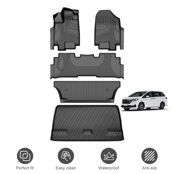 Floor Mats & Cargo Liner Fit for Honda Odyssey 2018-2026 All Weather Protection TPE Waterproof Anti-Skid Car Accessories