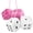 Pink-White, variant on 2 Pack Pair 3”of Retro Square Mirror Hanging Couple Fuzzy Plush Dice with Dots for Car Interior Ornament Decoration