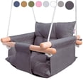 thumbnail image 1 of Cateam columpio para bebe de tela, silla bebe madera colgante con cinturón de seguridad, hamaca para multicolor, 1 of 8