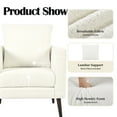 thumbnail image 7 of Accent Chair,Fabric Armchair Club Chair Single Chair Upholstered Arm Chair with Solid Wood Legs for Living Room/Bedroom,White, 7 of 7
