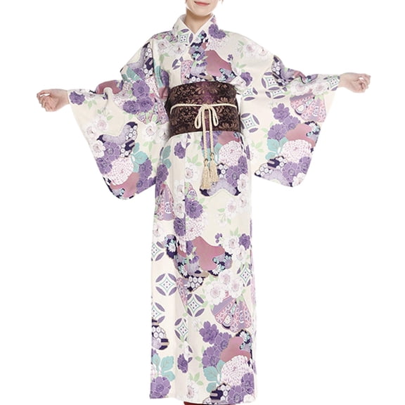 Rushawy Women's Japanese Kimono Cosplay Japanese Costume Long Robe Japanese Bathrobe for