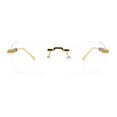 thumbnail image 3 of Retro Gangster Rapper Luxury Clear Lens Rimless Rectangle Fashion Eyeglasses Gold Black, 3 of 8