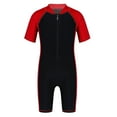 thumbnail image 2 of renvena Kids Boys One Piece Rash Guard Swimsuit Short Sleeve Water Sports Swimwear 4-16 Red&Black 8, 2 of 5