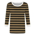 thumbnail image 5 of 3/4 Sleeve Tops Womens Dressy Casual Crew Neck Color Block Tunic Tops Cute Boho Striped Graphic Tees Summer Blouses Shirts for Lovely Ladies, 5 of 5