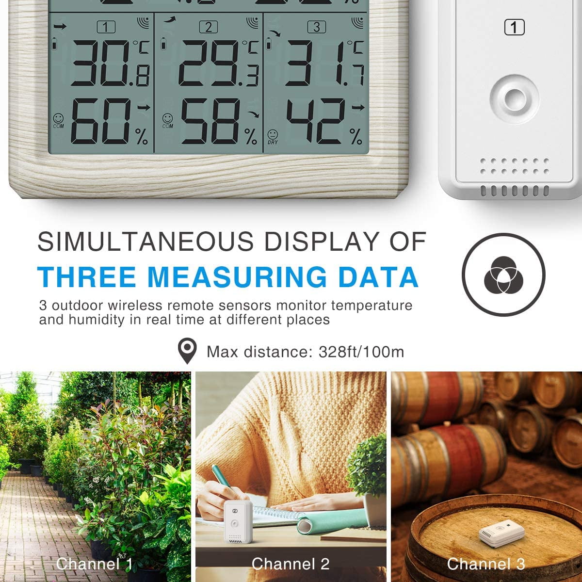 Professional HVAC Tool:Digital Thermometer LCD Display with 10 External  Sensor, In-door Hygrometer, Max Min Memories MT3 for home or office use