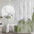 thumbnail image 5 of Green Marble Crack Shower Curtain, Waterproof Shower Curtains for Bathroom, Modern Abstract Geometric Texture Washable Fabric Bathtub Curtain Set Bath Decor with 12 Hooks 48"x72", 5 of 8