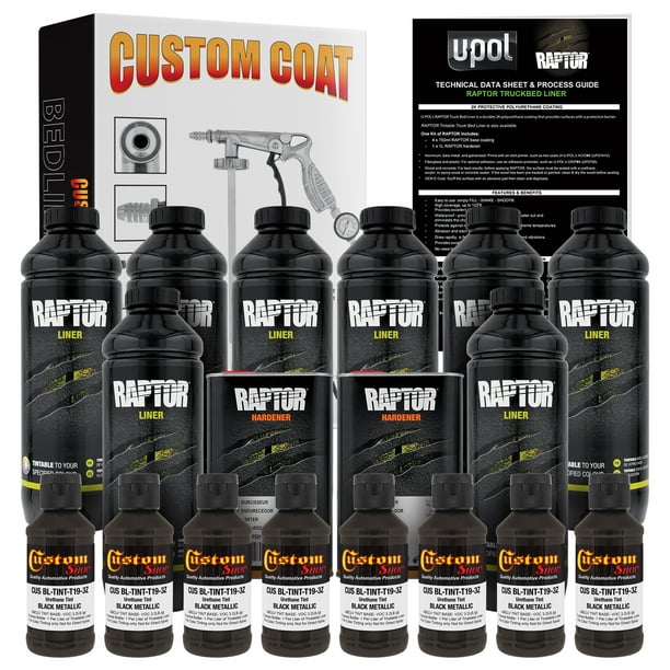 UPOL Raptor Black Metallic Urethane SprayOn Truck Bed Liner Kit w