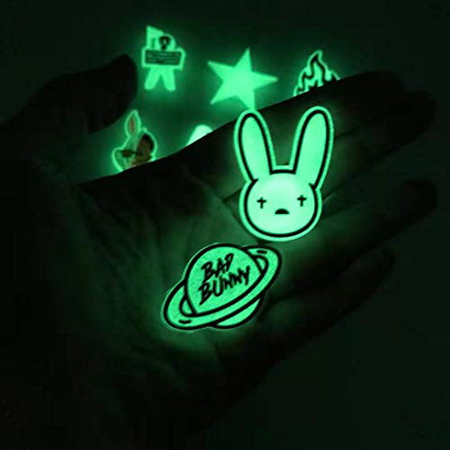 30 PCS Bad Bunny Glow in the Dark Shoe Charms with 1PCS Wristband Bracelet Fits for Clog Sandals DIY Shoes Decoration Charms Party Favors Gifts 