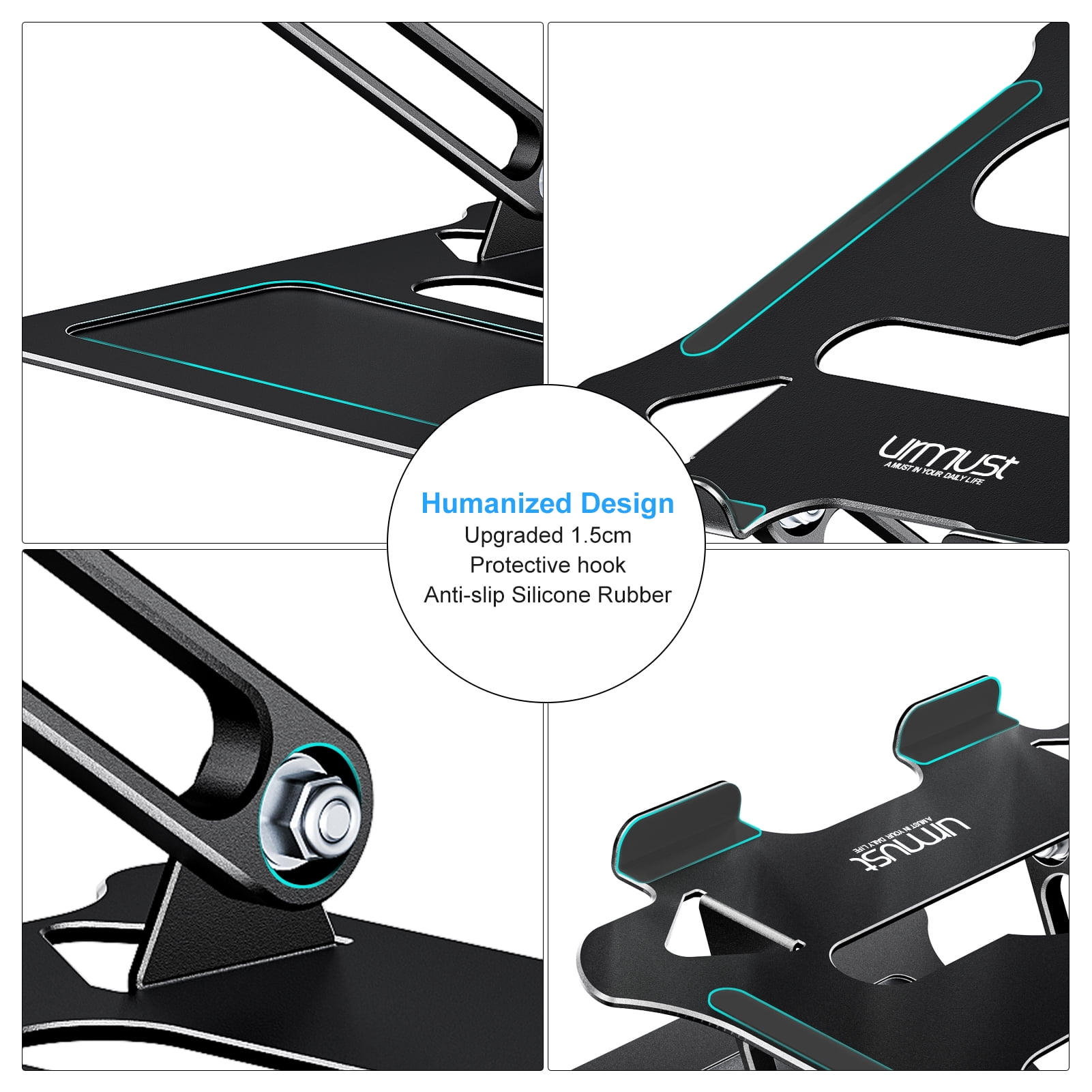Urmust Ergonomic Adjustable Laptop Stand Compatible with MacBook Air Pro, Black