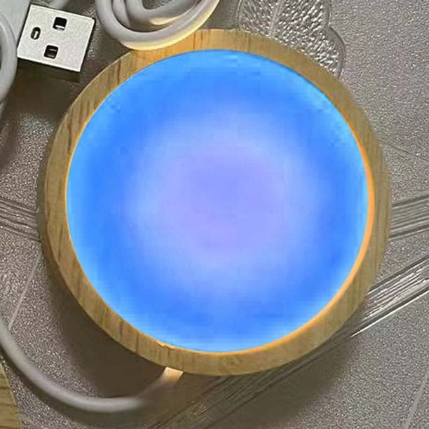 Base de lámpara de madera maciza con difusión de luz, soporte de lámpara redondo para manualidades de madera, luz de noche, bola de cristal