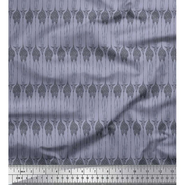 Soimoi Gray Viscose Chiffon Fabric Giraffe Animal Decor Fabric Printed BTY 42 Inch Wide