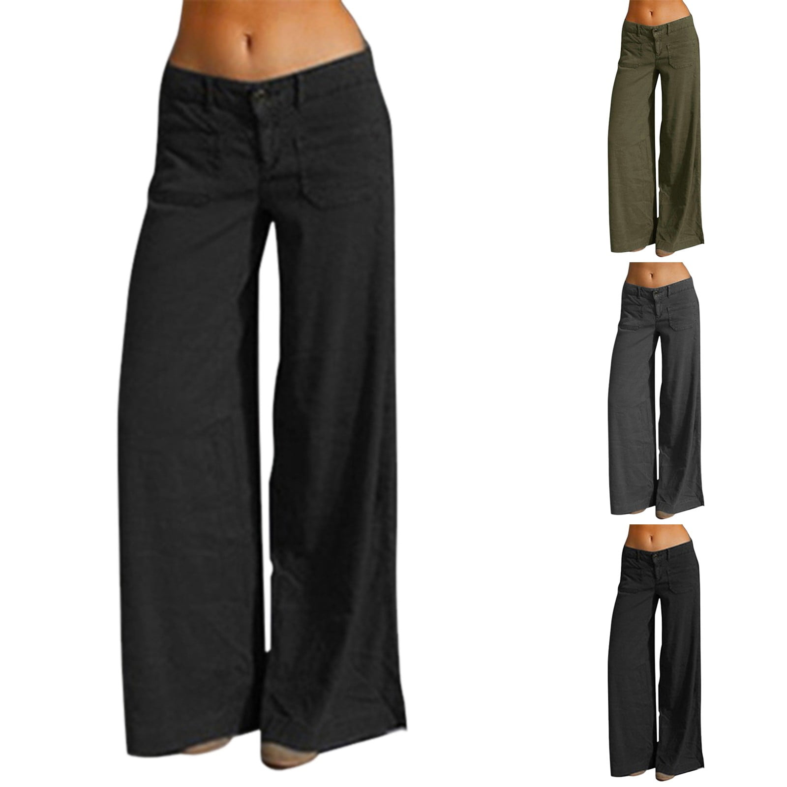 Womens Pants Loose Fit Pants for Women Casual Women Elegant Trousers  Stitching Slimming Multi Pocket Wide Leg Trousers Adult Female Clothes  Black Size M - Walmart.ca