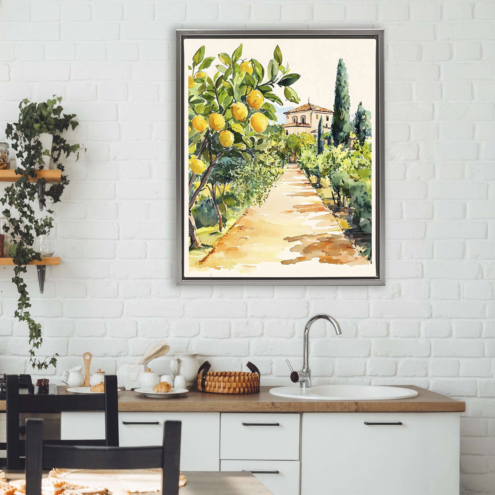 Stupell Industries Lemon Grove Pathway Gray Framed Floater Canvas Wall Art, design by LSR Design Studio