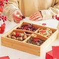 thumbnail image 6 of Wooden Snack Box 4 Compartment Dry Fruit Candy Container Family Party Essential, Wooden Snack Box 4 Divided Sections Dried Fruit Candy Storage Desktop Organizer, 6 of 6