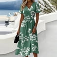 thumbnail image 2 of Long Dresses for Women Short Sleeve Wrap V-Neck Modest Dresses A-Line Beach Vacation Dresses 2026, 2 of 7
