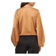 thumbnail image 2 of VINCE CAMUTO Womens Brown Ruched Tie Elastic Cuffs Blouson Sleeve V Neck Blouse M, 2 of 2