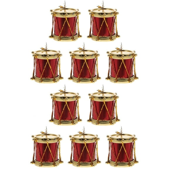 Raindrops 10 Pcs  Mini Drum Model Decor Artificial Drum Mini House Decor Doll House Accessories