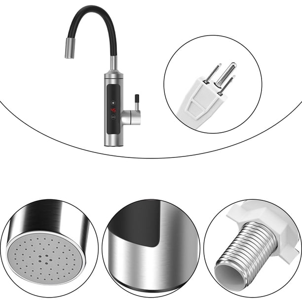 Calentador de agua eléctrico 3000W Grifo de calentamiento rápido para baño de cocina (enchufe de EE. UU.)