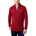 thumbnail image 1 of Geoffrey Beene - Suéter con cremallera de 1/4 y yugo acanalado para hombre, rojo, pequeño, 1 of 1