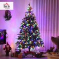 thumbnail image 2 of HOMCOM 6ft Artificial Prelit Christmas Tree with Dual Colour LED Light and 1078 Tips, Metal Stand, Hinged Xmas Tree for Home Office Holiday, Green, 2 of 8