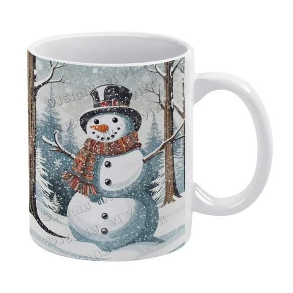 Novelty Coffee Mug - Cute Snowman Coffee Cups Ceramic Coffee Mugs with Handle, Unique Latte Tea Cup for Office and Home, Gifts for Men and Women - 330 ml / 11 oz White Ceramic Mug