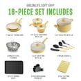 thumbnail image 5 of GreenLife 18-Piece Soft Grip Toxin-Free Healthy Ceramic Non-Stick Cookware Set, Yellow, Dishwasher Safe, 5 of 10