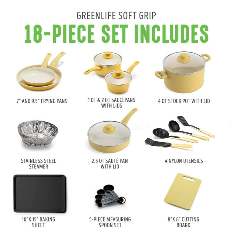 Free Shipping! GreenLife 18-Piece Ceramic Nonstick Cookware Set