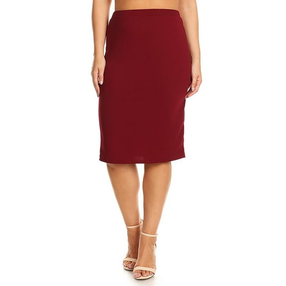 Women's Plus size Trendy Style Knee Length Solid Pencil Skirt