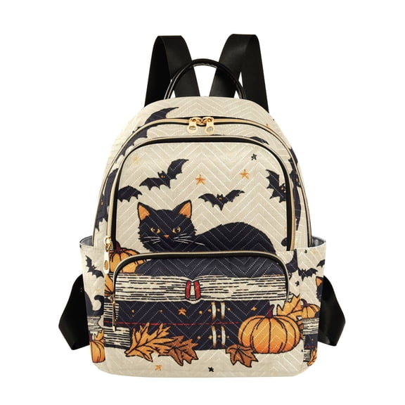FORMRS Mini Backpack Purse for Women Travel Daypack Casual Shoulder Bag, Halloween Cat