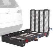 Wheelchair Scooter Carrier for Car Truck SUV, 2in Hitch, Long Ramp, 500 lb Cap, 48in x 28in Cargo Rack, Silver Spring