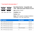 thumbnail image 2 of Rear Brake Pad Set - Compatible with 1996 - 2002 Ford Crown Victoria 4.6L V8 1997 1998 1999 2000 2001, 2 of 2