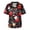 Red, variant on WTOBBY Men's Short Sleeve V-Neck Print Top with Chest Pocket, Christmas Theme Design for Caregivers, Work and Casual Comfort Wear,Dark Green L