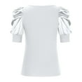 thumbnail image 5 of Mittory Womens Puff Short Sleeve Top Ribbed Knit Elegant Slim T Shirt Blouse Solid Cute Tee, 5 of 5
