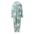 thumbnail image 5 of Unisex Adult Onesie Pajamas Cute Thickened Couples Fleece Fuzzy Long Sleeve Zip up Sleepwear Jumpsuit Matching Pjs Loungewear Light Blue M, 5 of 6