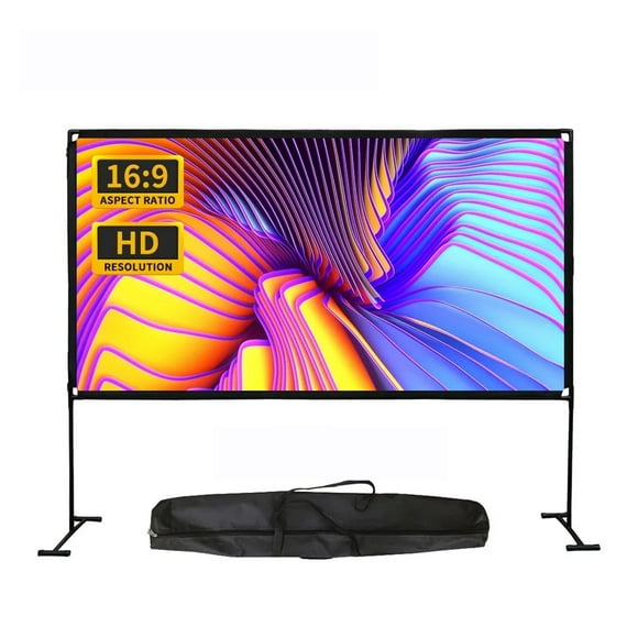 100/120 Inches High-density Portable Floor Stand Folding Soft Home Outdoor KTV School 3D 16:9 HD Projector Screen ,Easy to Use