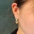 thumbnail image 6 of Cute White CZ Yellow Gold Plated Geometric Round Cuban Chain Link Hoop Earrings, 6 of 9